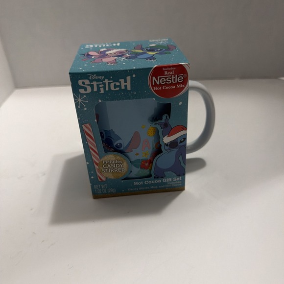 Disney Other - Disney Stitch Hot Cocoa Gift Set Nestle Mug Candy Stirrer Angel Holiday 41324